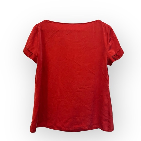 Ellie Tahari silk blend blouse, burnt orange, stretchy ,size Medium - Picture 3 of 10